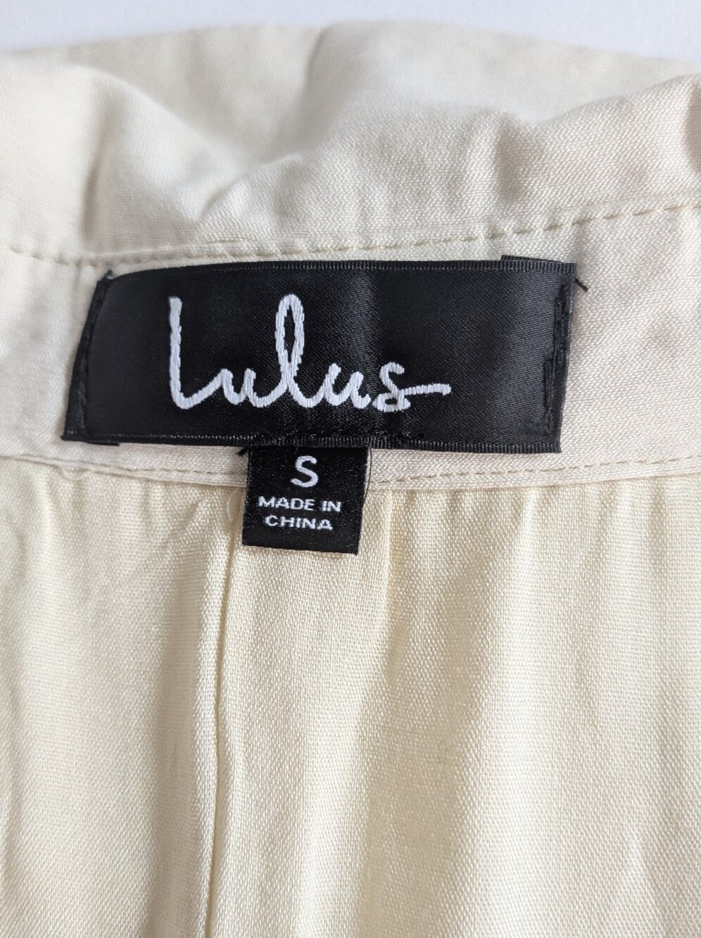 Lulus Sway of Life Cream Button-Up Tie-Front Shirt Dress sz S Long Sleeve EUC - Picture 12 of 16